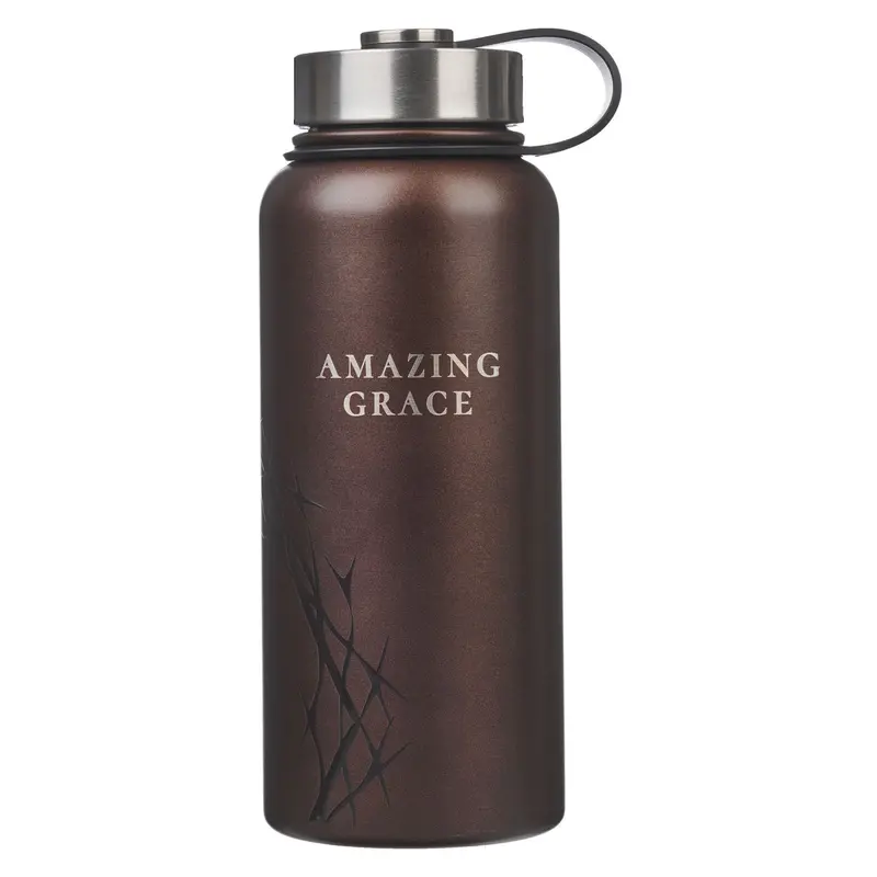 Stainless Steel Water Bottle With Crown Of Thorns And 'Amazing Grace' Engraving 1