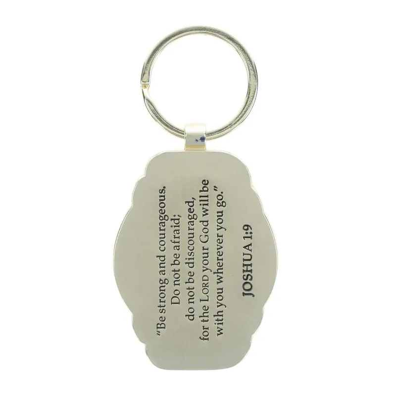 Strength And Courage Navy Metal Keychain With Inspirational Engraving 2