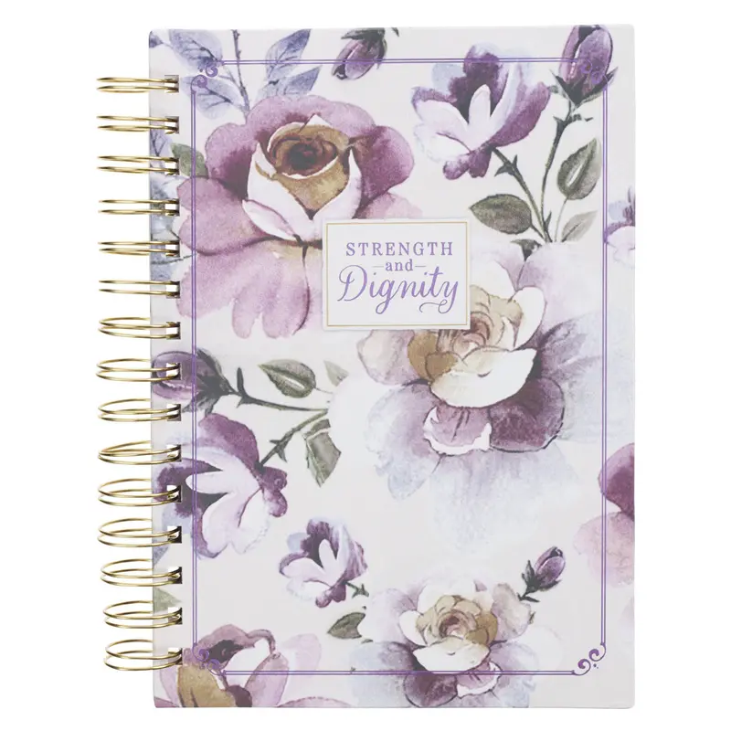 Strength And Dignity Hardcover Journal – Purple Floral Design 1
