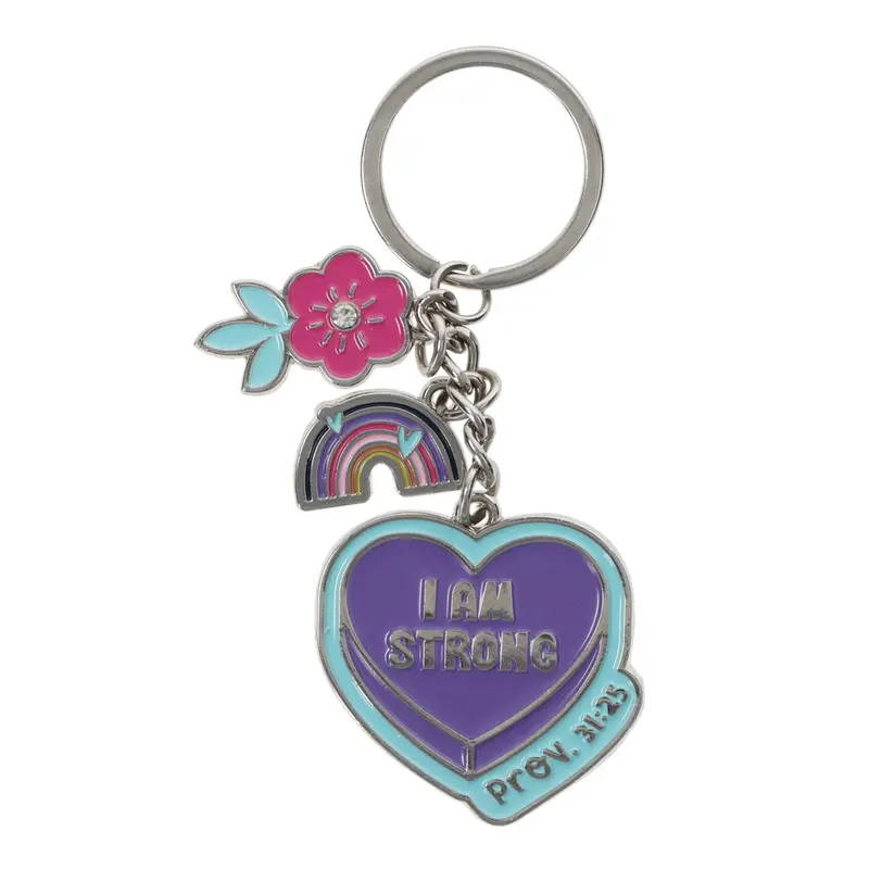 Strength-Inspired Metal Keychain With Inspirational Charm 1