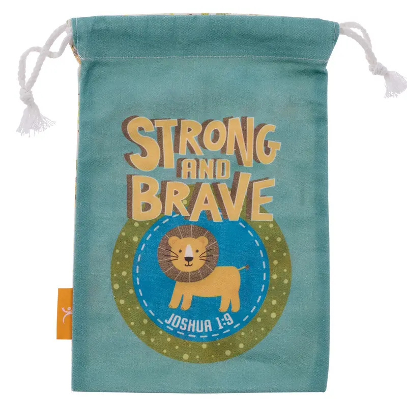 Strong And Brave Mini Cotton Drawstring Bag — Joshua 1:9 Verse 1