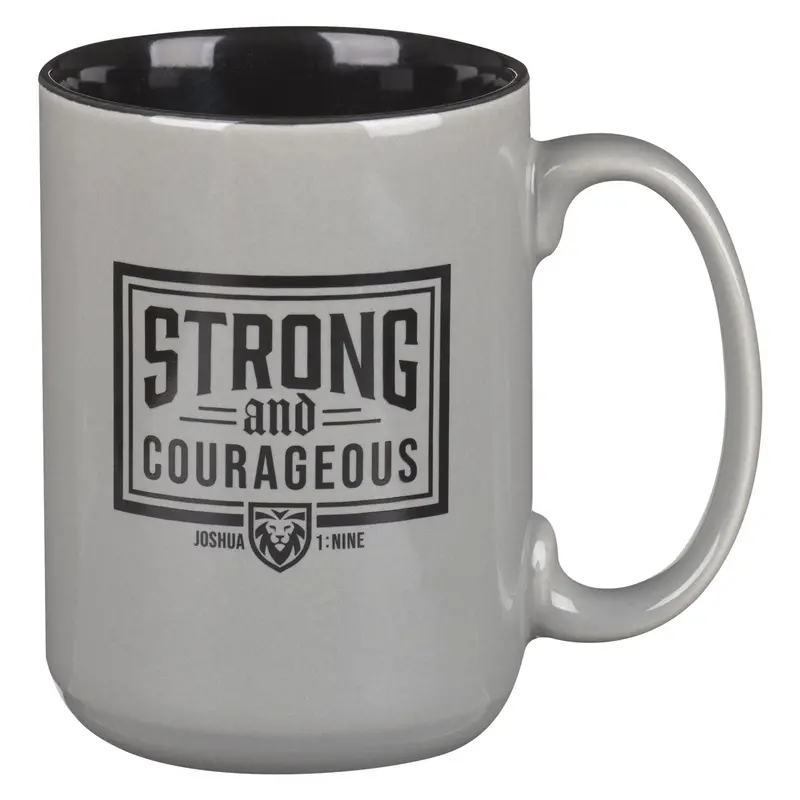 Strong And Courageous No. 1 Dad Ceramic Mug – Minimalist Grey Design 1