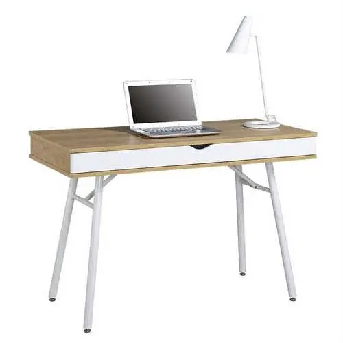 Sturdy Laptop Desk With Drawer – Modern Pine-Finish Computer Workstation 1