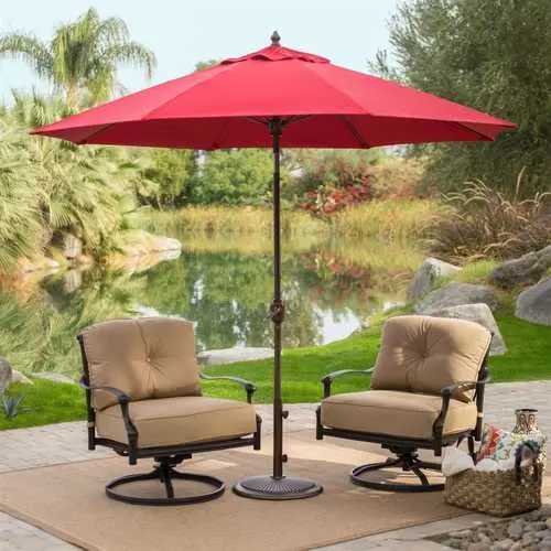 Sunbrella Antique Bronze Patio Umbrella – 9-Foot, Red Shade With Deluxe Tilt 1