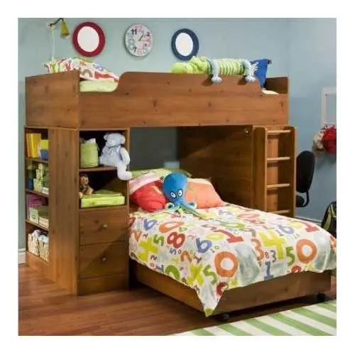 Sunny Pine Twin-Over-Twin L-Shaped Bunk Bed With Under-Bed Storage 1