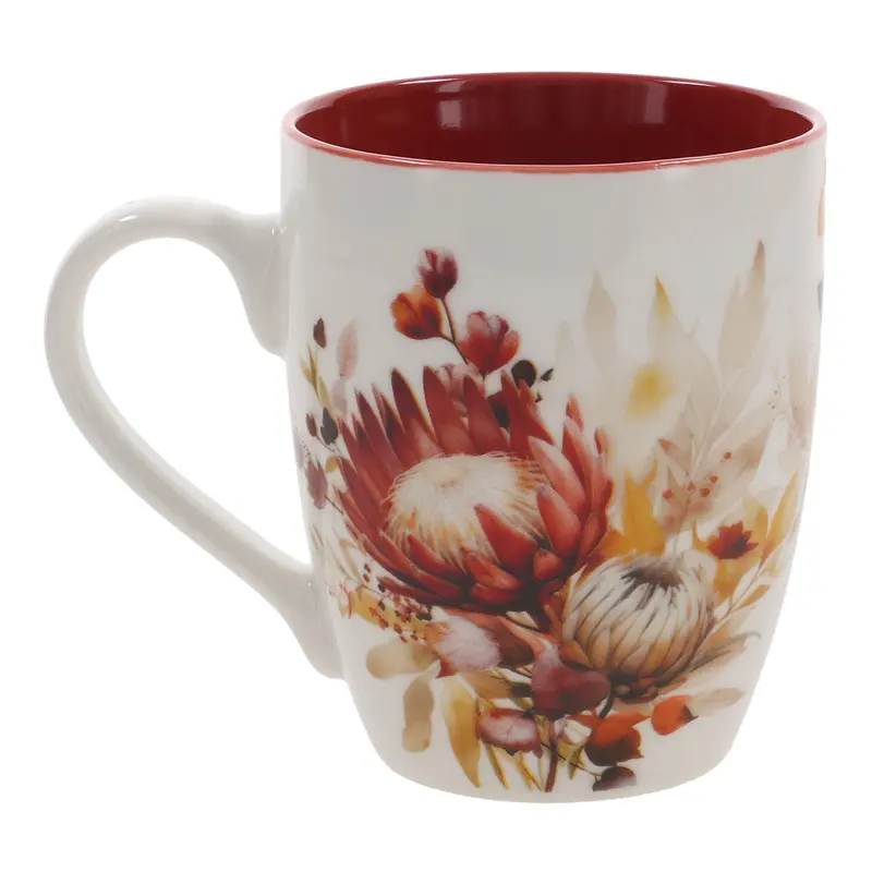 'Sy Praat Met Wysheid' Protea Design Afrikaans Ceramic Mug 2