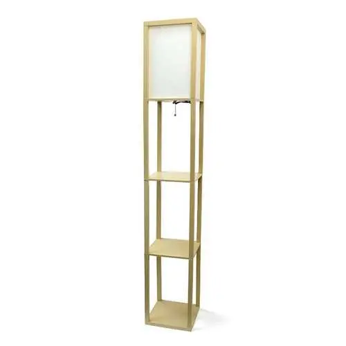 Tall 63-Inch Asian-Inspired Floor Lamp With Tan Base And Off-White Fabric Shade 1