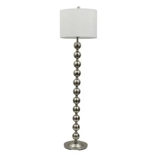 Tall 65-Inch Brushed Steel Floor Lamp With White Drum Shade 1