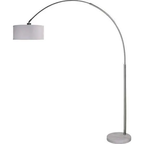 Tall Arch Floor Lamp – 81-Inch Matte White Drum Shade & Marble Base 1