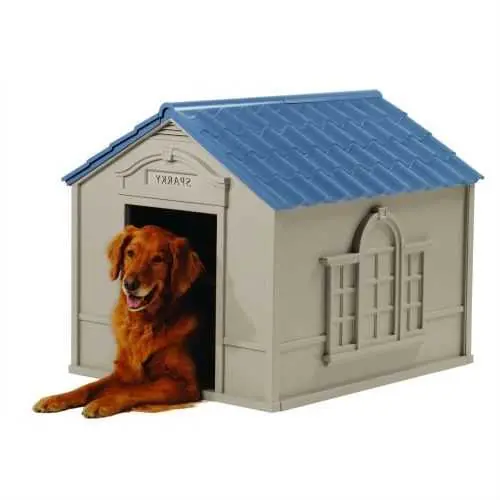 Taupe-And-Blue Resin Outdoor Dog House – Supports Dogs Up To 100 Lbs 1