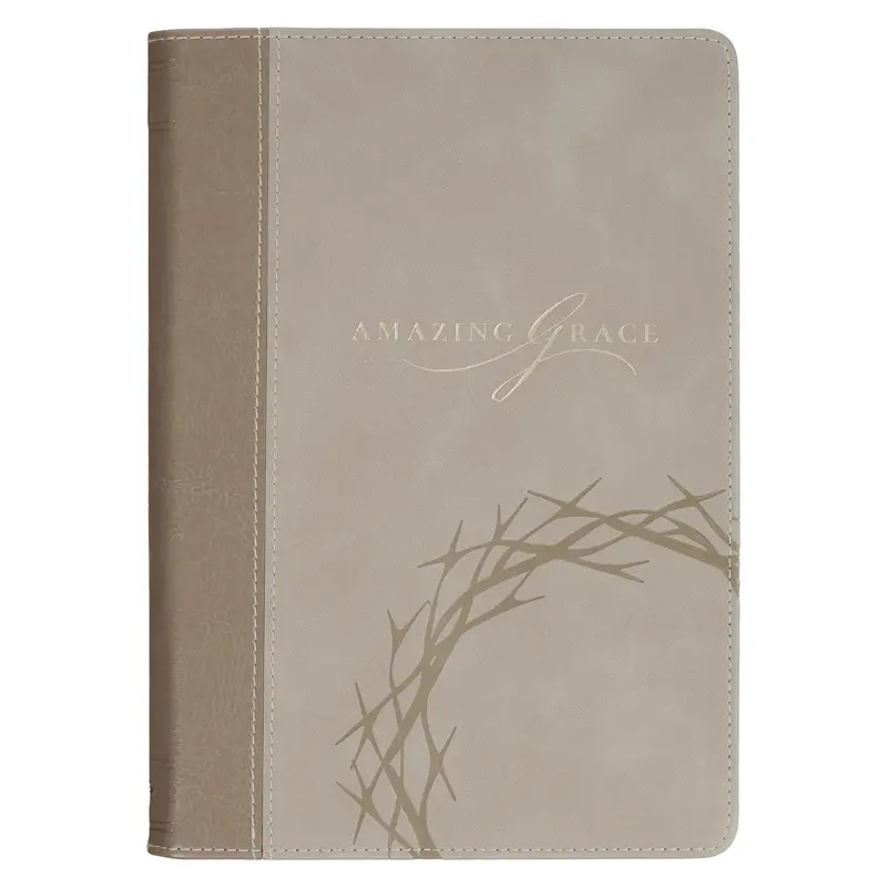 Taupe Faux Leather Journal Featuring Amazing Grace Scripture 1