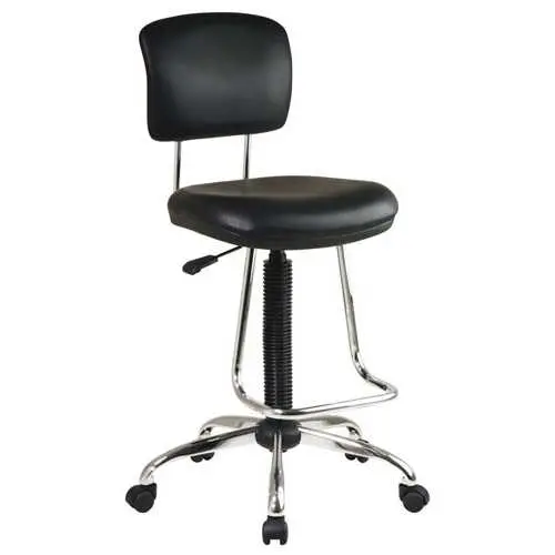 Teardrop Footrest Drafting Chair – Chrome Frame & Adjustable Height 1