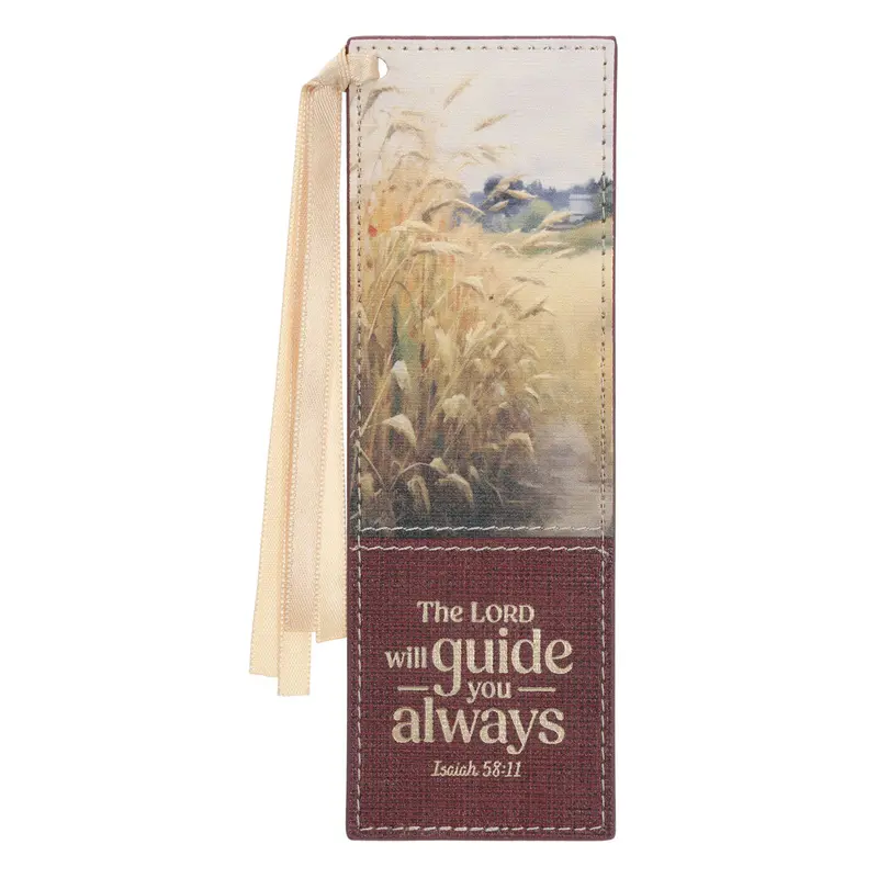 'The Lord Will Guide You Always' Faux Leather Bookmark – Subtle Embossed Motif 1