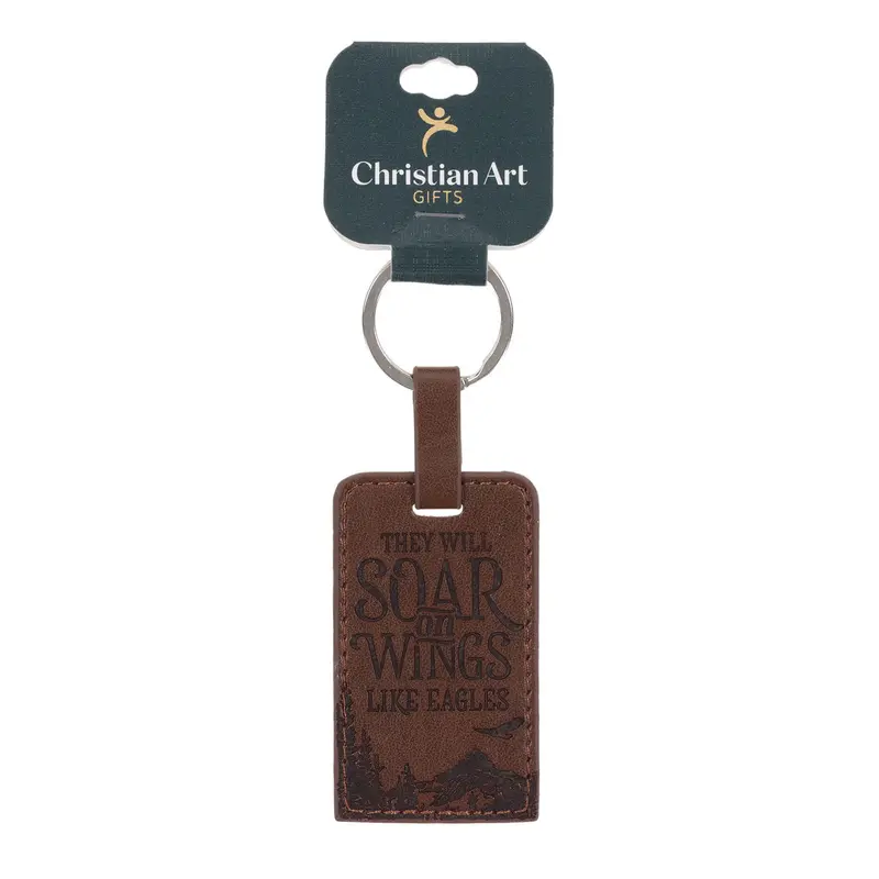 'They Will Soar On Wings Like Eagles' Faux Leather Keychain – Lightweight & Durable 1