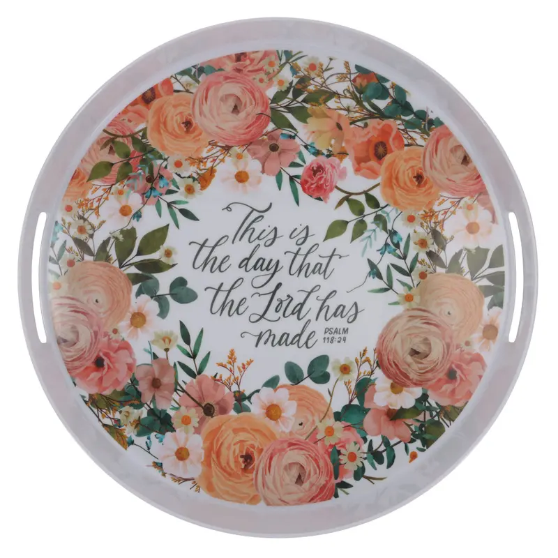 'This Is The Day' Melamine Serving Tray – Faith-Inspired Kitchen Accent 1