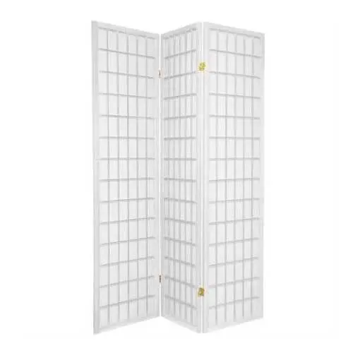 Three-Panel Japanese Shoji Room Divider – Minimalist White Sliding Screen 1