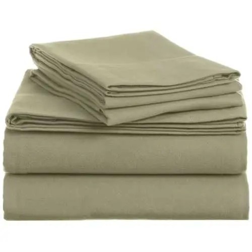 Thyme Green Velvet Flannel Cotton Sheet Set – Queen Size 1