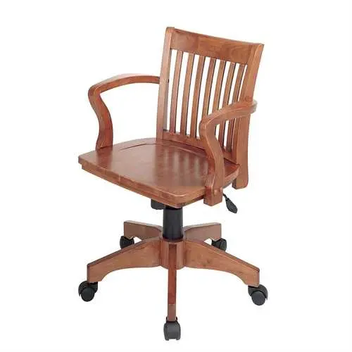 Traditional Banker’S Chair – Solid Wood Seat And Arms Office Seating 1