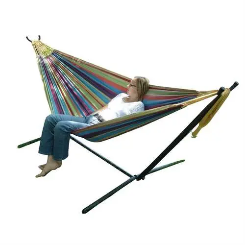 Tropical Double Hammock With 9-Foot Steel Stand 1