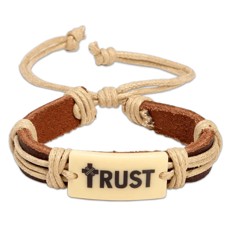 'Trust' Youth Leather-Style Bracelet With Inspirational Hang Tag 1