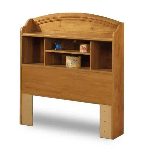 Twin Arched Headboard Bookcase – Country Pine Finish, Built-In Shelving 1