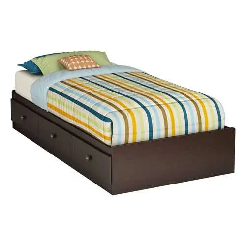 Twin Backless Daybed With Storage – Contemporary Brown Wood Finish 1