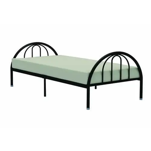 Twin Black Metal Arch Bed – Platform Frame With Curved Headboard & Footboard 1