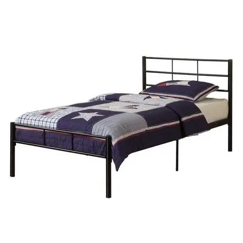 Twin Black Metal Platform Bed Frame Featuring A Sleek Headboard 1