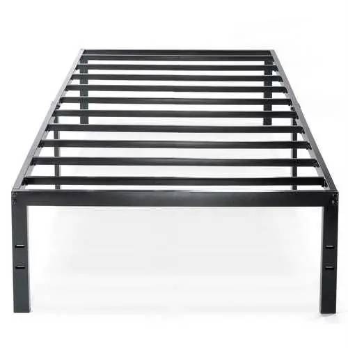 Twin Black Metal Platform Bed Frame – Minimalist Design With Integrated Headboard Slots 1