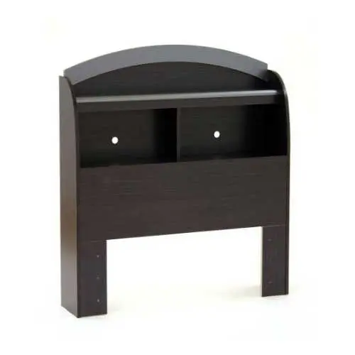 Twin Bookcase Headboard – Black Onyx Charcoal Finish Storage Bedside Unit 1