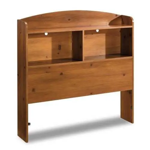 Twin Bookcase Headboard – Sunny Pine Finish With Built-In Storage Shelves 1