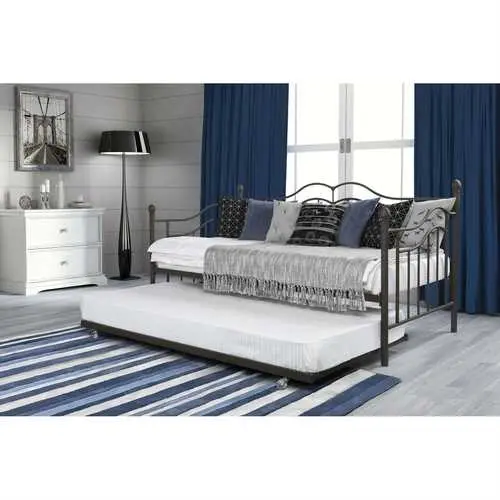 Twin Brushed Bronze Metal Daybed With Pull-Out Trundle 1