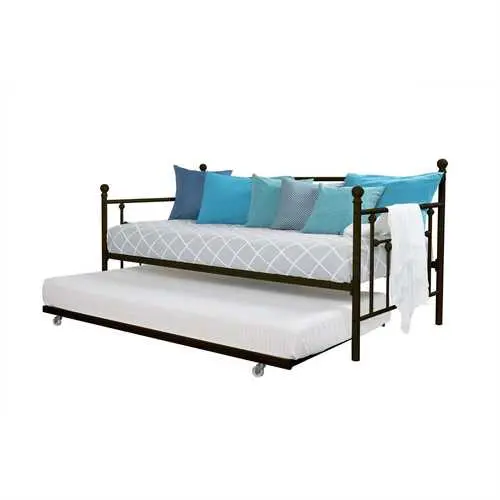 Twin Metal Daybed With Built-In Trundle – Bronze Finish 1