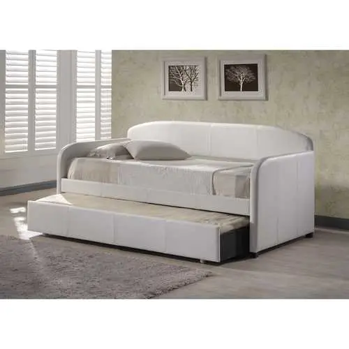 Twin Modern White Faux Leather Daybed With Trundle 1