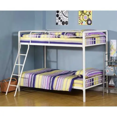 Twin-Over-Twin Metal Bunk Bed – Clean White Finish With Integrated Ladder 1