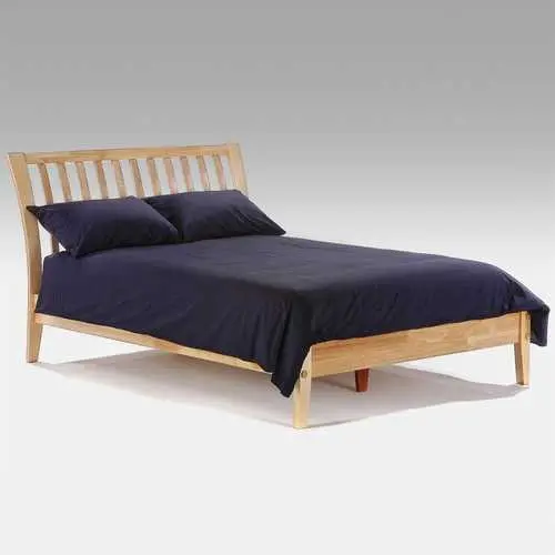 Twin Xl Natural Wood Platform Bed – Solid Wood Frame With Integrated Headboard 1