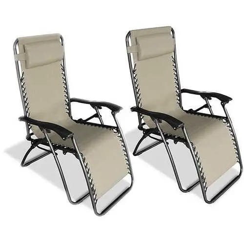Two-Piece Beige Zero Gravity Chair Set For Indoor And Outdoor Use 1