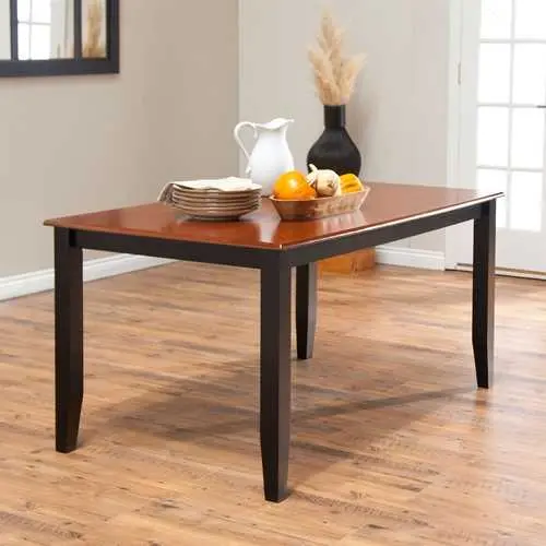 Two-Tone Cherry-And-Black Hardwood Dining Table – Seats Six 1