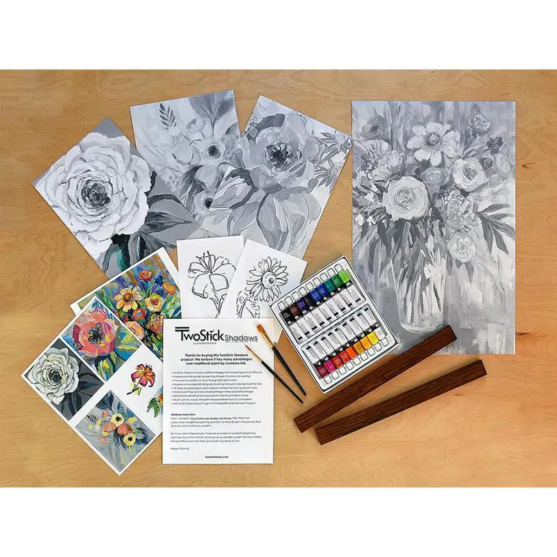 Twostick Shadows Art Kit: Floral Silhouette Painting Set 1