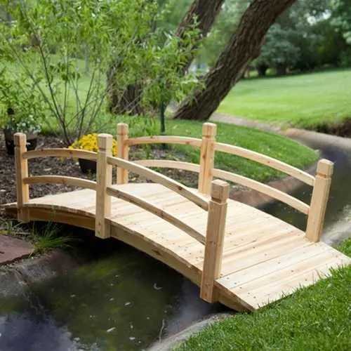 Unfinished Fir Garden Bridge – Classic 6-Foot Landscape Arch Feature 1