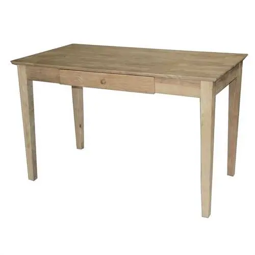 Unfinished Solid Wood Desk – Compact Laptop Writing Table With Drawer 1