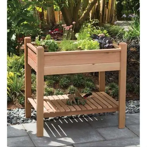 Unstained Western Red Cedar Elevated Garden Planter Box – Raised Bed Design 1