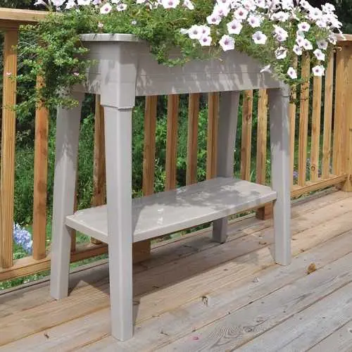 Usa-Made Desert Gray Elevated Resin Planter Box – Lightweight & Uv-Resistant 1