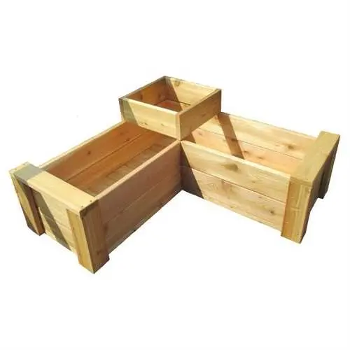 Usa-Made Two-Tier L-Shaped Cedar Planter – Rot-Resistant & Eco-Friendly 1