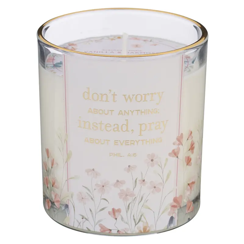 Vanilla & Oakmoss Scented Candle: 'Don’T Worry About Anything' – With Dust Cover 1