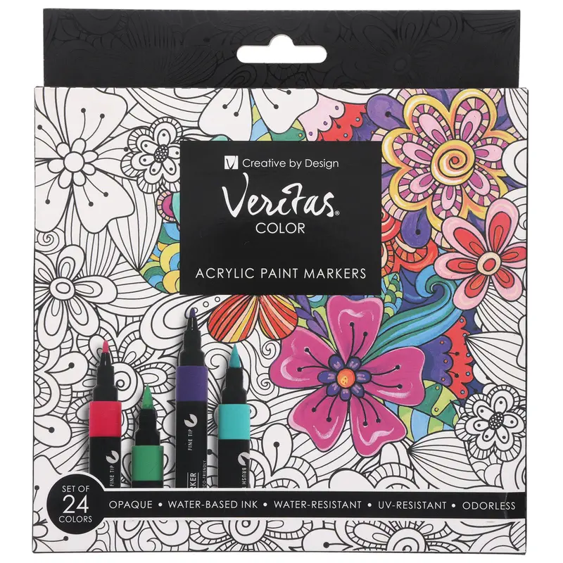 Veritas 24-Piece Acrylic Paint Marker Set – Vibrant Art Supplies For Creatives 1