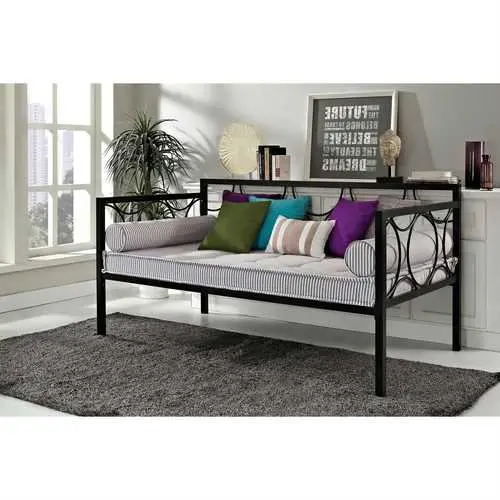 Versatile Twin Black Metal Daybed For Sleeping Or Lounge Seating 1