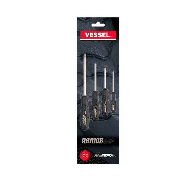 Vessel Armor-Grip Screwdriver Set – 4-Piece Professional Kit (#550Aph4Pbu) 1