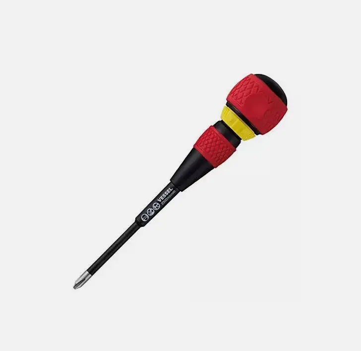 Vessel Ball-Grip Magnetic Ratchet Screwdriver – Ph2 Tip, 4" Shaft (#2200P2100) 1
