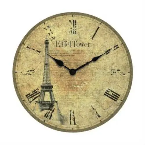 Vintage-Style Paris Wall Clock – Distressed Face With Roman Numerals 1